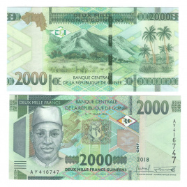 Гвинея 2000 франков 2018-2022 гг
