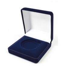 Бархатная подарочная коробка для 1 монеты - синяя (диаметр 44 мм)