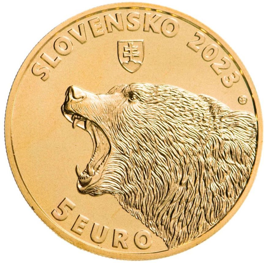 5 евро Словакия 2023 - Бурый медведь ( в капсуле) фото 2
