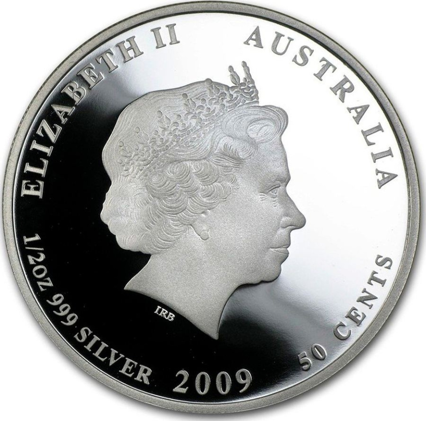 Морской дракон "Риф. Морская жизнь Австралии" - 50 центов, 2009 год, серебро фото 2