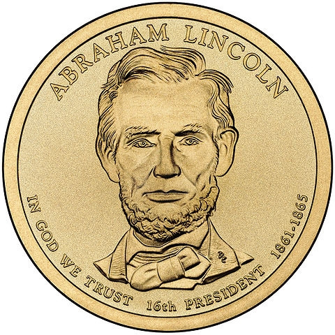 №16 Аврам Линкольн 1 доллар США 2010 год фото 1