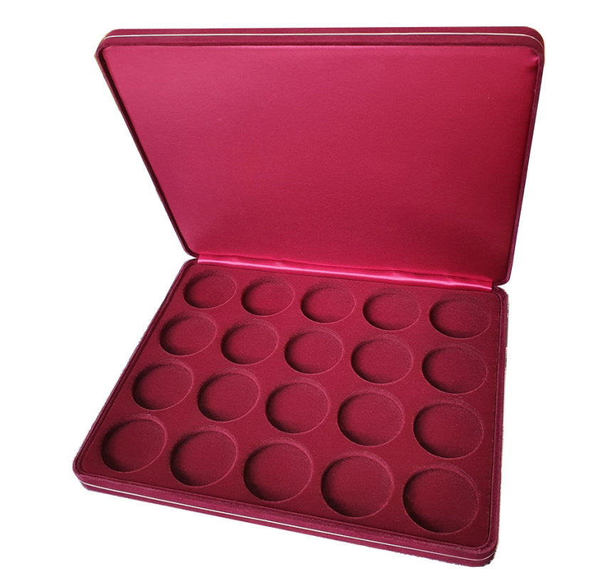 Коробка замшевая на 20 монет в капсулах (диаметр 46 мм) фото 1