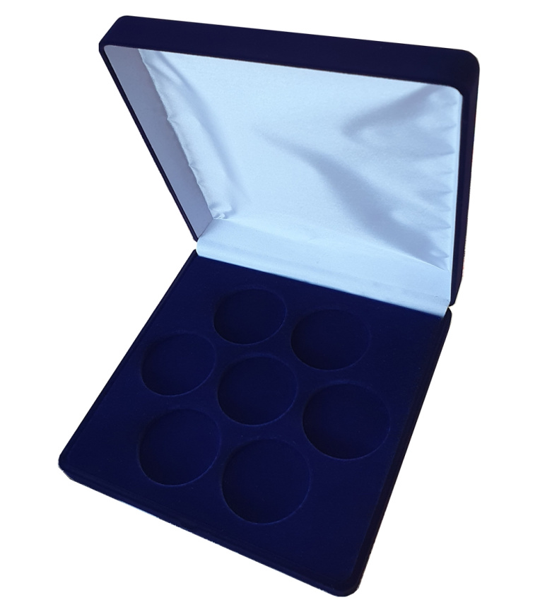 Коробка бархатная на 7 монет в капсулах (диаметр 46 мм) фото 1