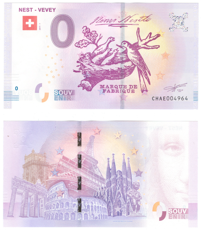 0 евро (euro) сувенирные - Марка НЕСТЛЕ, 2017 год фото 1