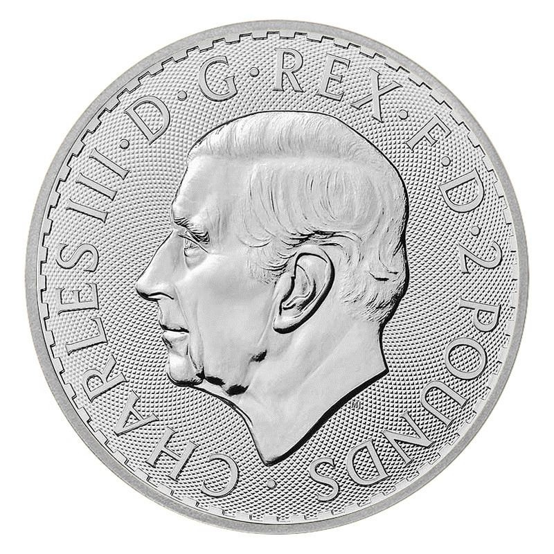 Британия (портрет Карла III) - Англия, 2 фунта, 2023 год фото 2