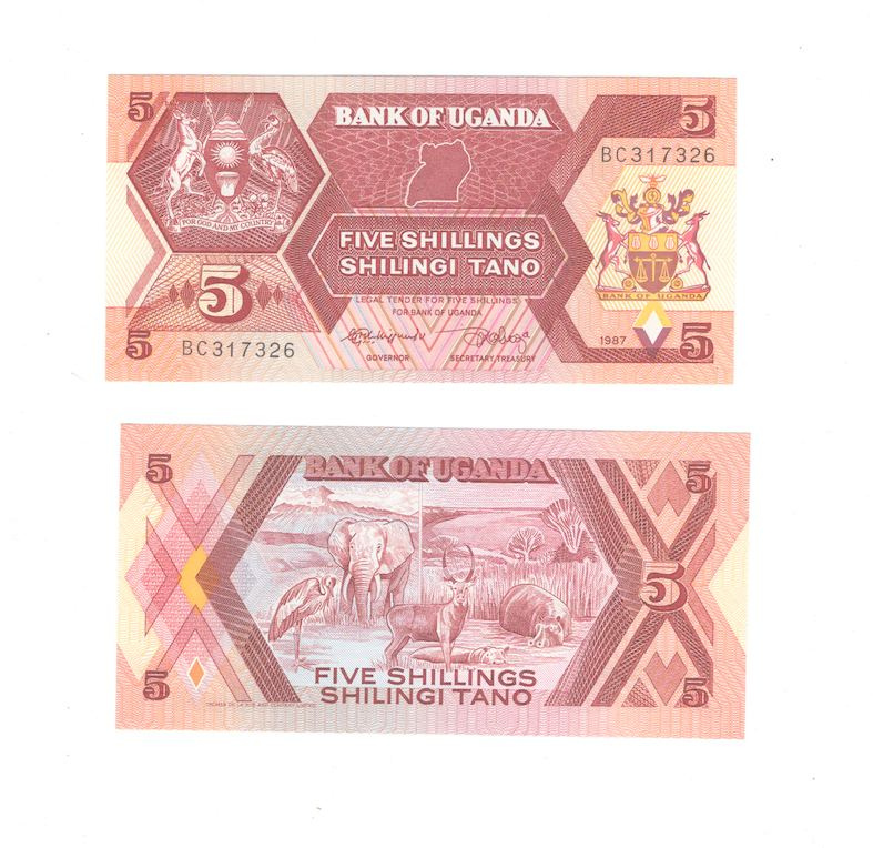 Уганда 5 шиллингов 1987 год фото 1