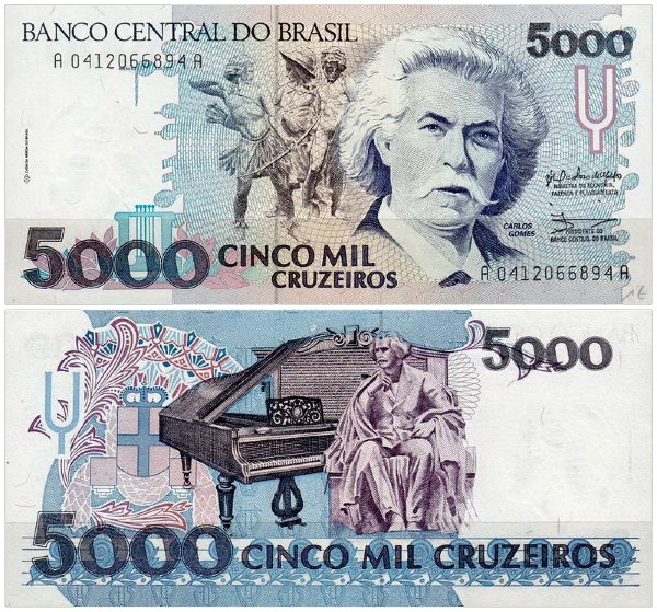 Бразилия 5000 крузейро 1993 год фото 1