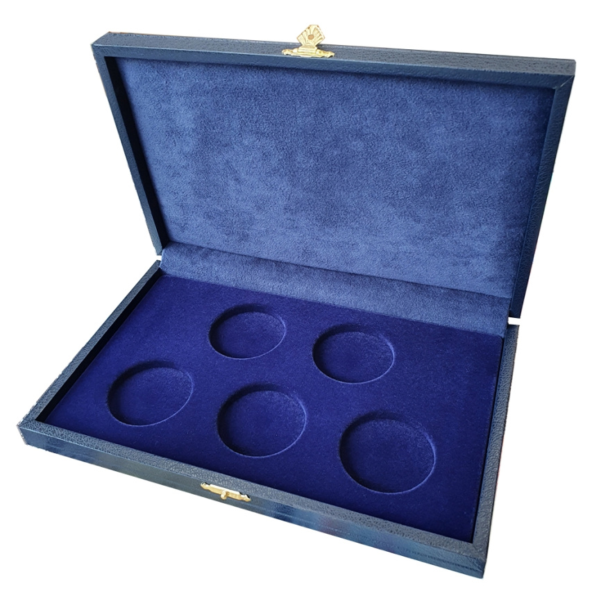 Коробка кожзам Sapfir для 5 монет в капсулах (диаметр 46 мм) фото 1
