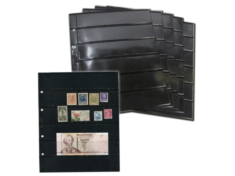 Лист для марок на 6 ячеек с двух сторон (черная основа) фото 1