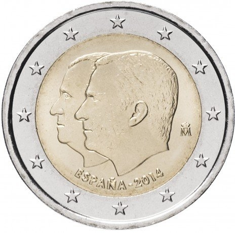 Передача Хуаном Карлосом I трона Филиппу VI - 2 евро, Испания, 2014 год фото 1