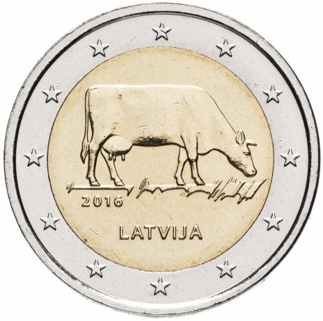 Корова - 2 евро, Латвия, 2016 год фото 1