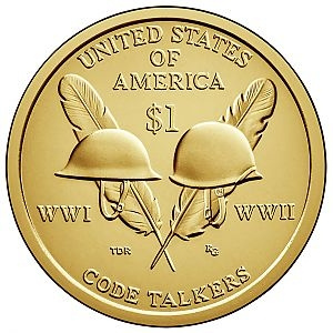 Солдатские каски индейцев-радистов - 1 доллар из серии Сакагавея (Индианка) США фото 1