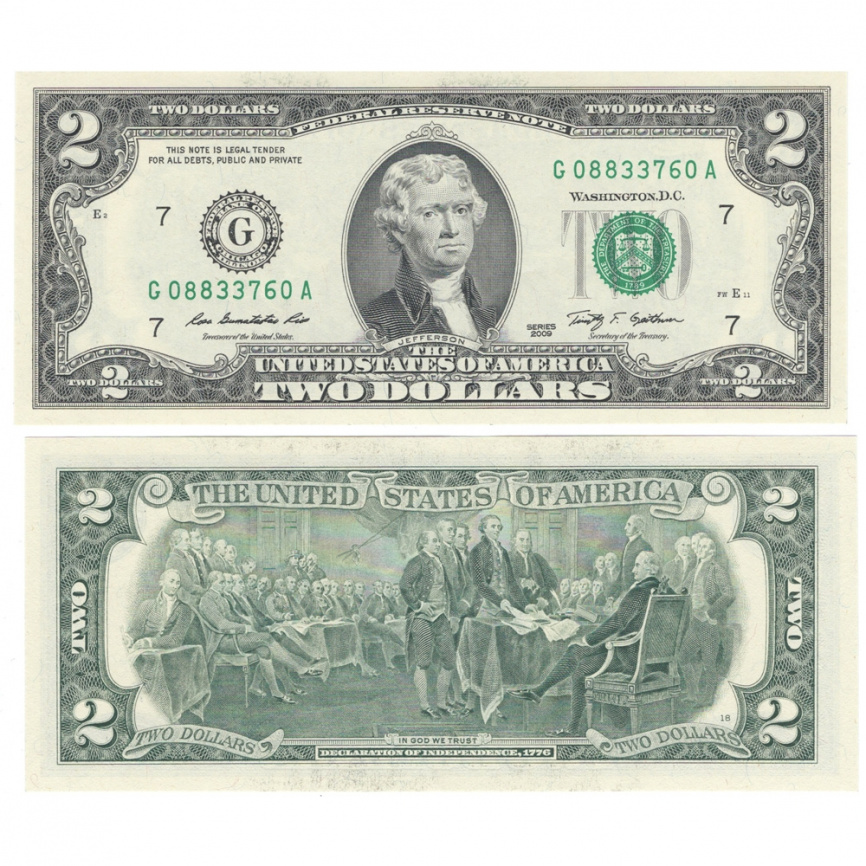 США 2 доллара 2009 год фото 1