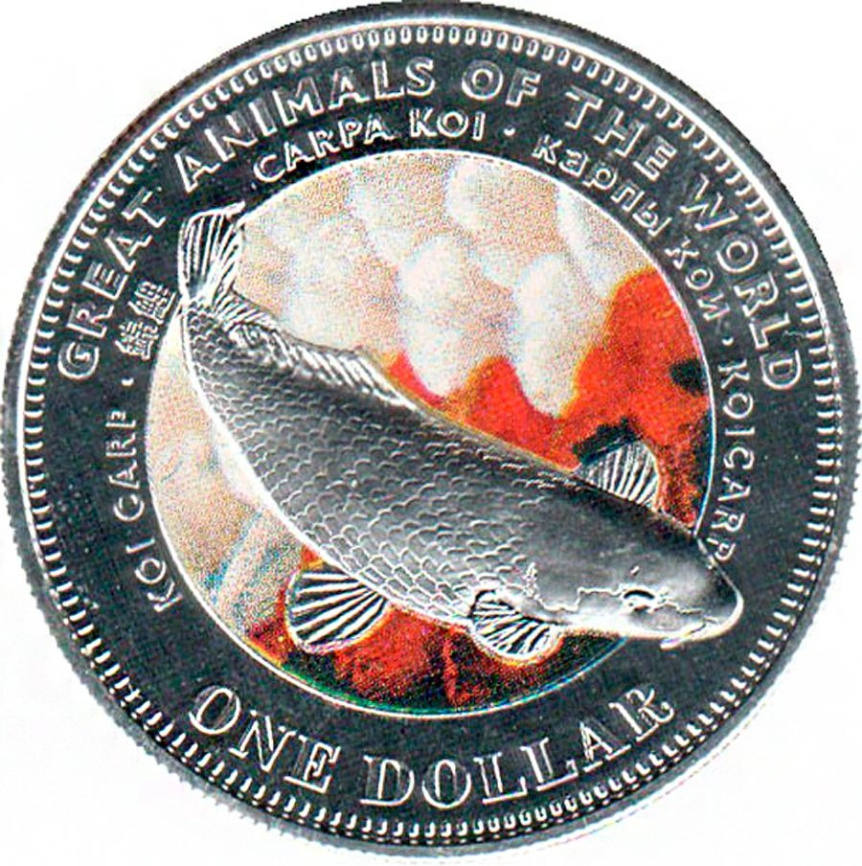 Карп кои (цветная печать) - Фиджи, 1 доллар, 2009 год фото 1
