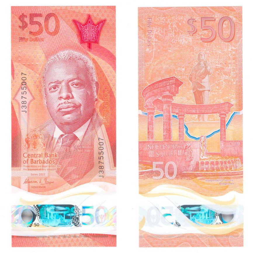 Барбадос 50 долларов 2022 год (полимер) фото 1
