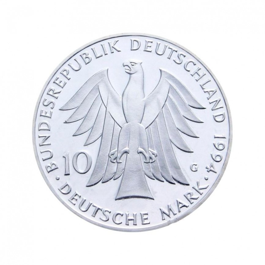 10 марок 1994 год ФРГ -  Иоганн Готфрид Гердер (серебро .625) фото 2