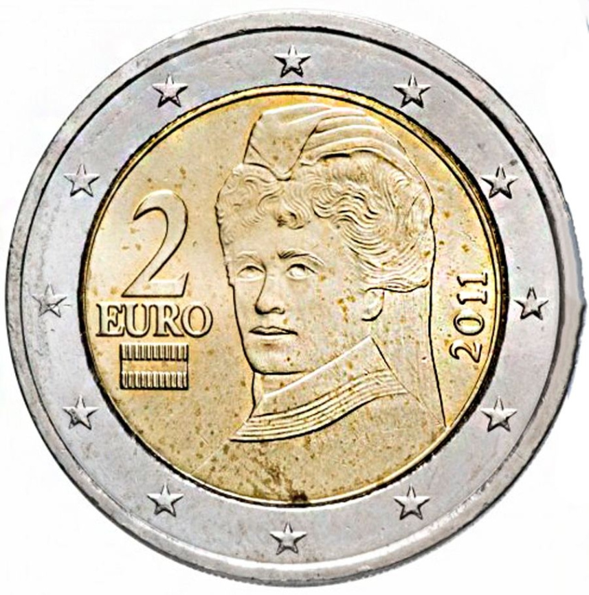 2 евро Австрия 2011 - Регулярный выпуск 2008-2022гг (из обращения) фото 1