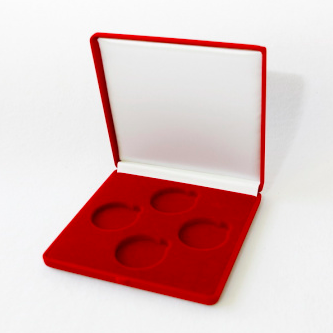 Бархатная подарочная коробка для 4-х монет (под диаметр капсул 46 мм) фото 1