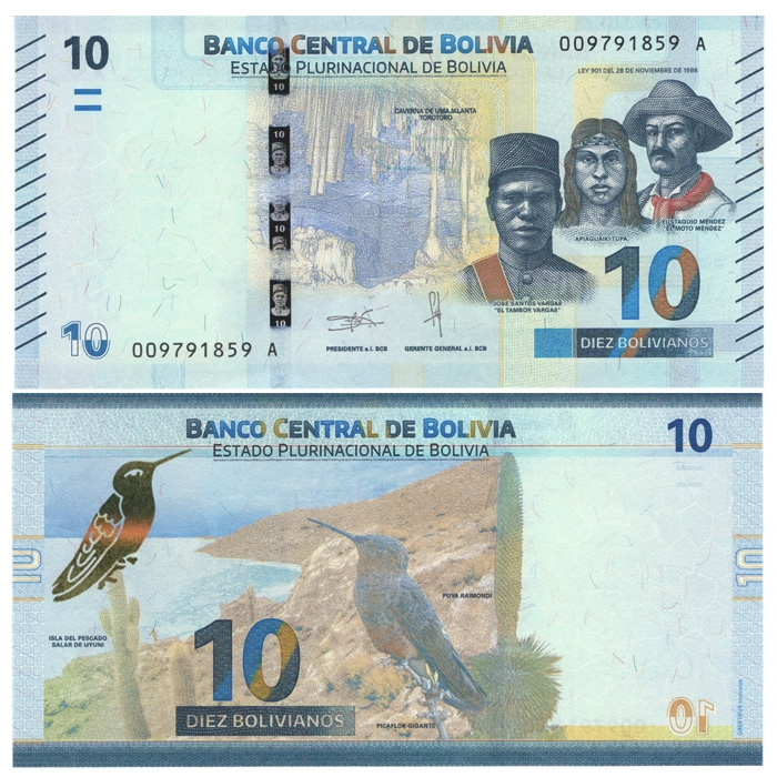 Боливия 10 боливиано 2018 год фото 1