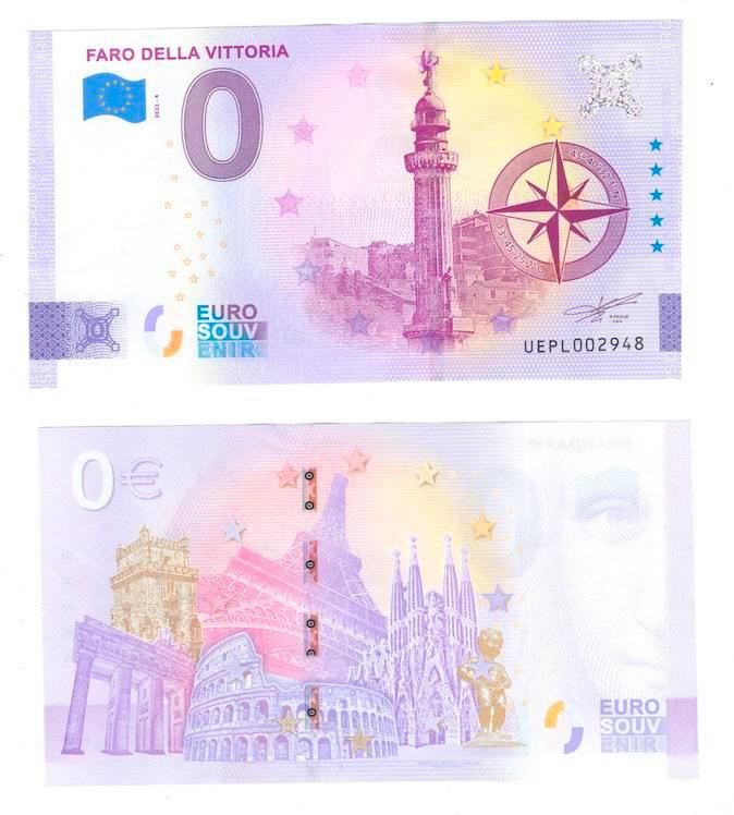 0 евро (euro) сувенирные - Маяк Фаро делла Виттория (Италия) фото 1