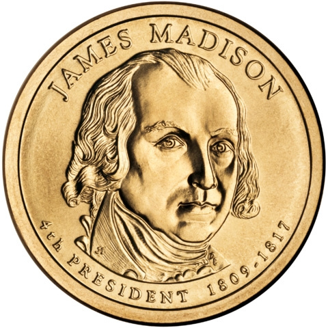 №4 Джеймс Мэдисон 1 доллар США 2007 год фото 1