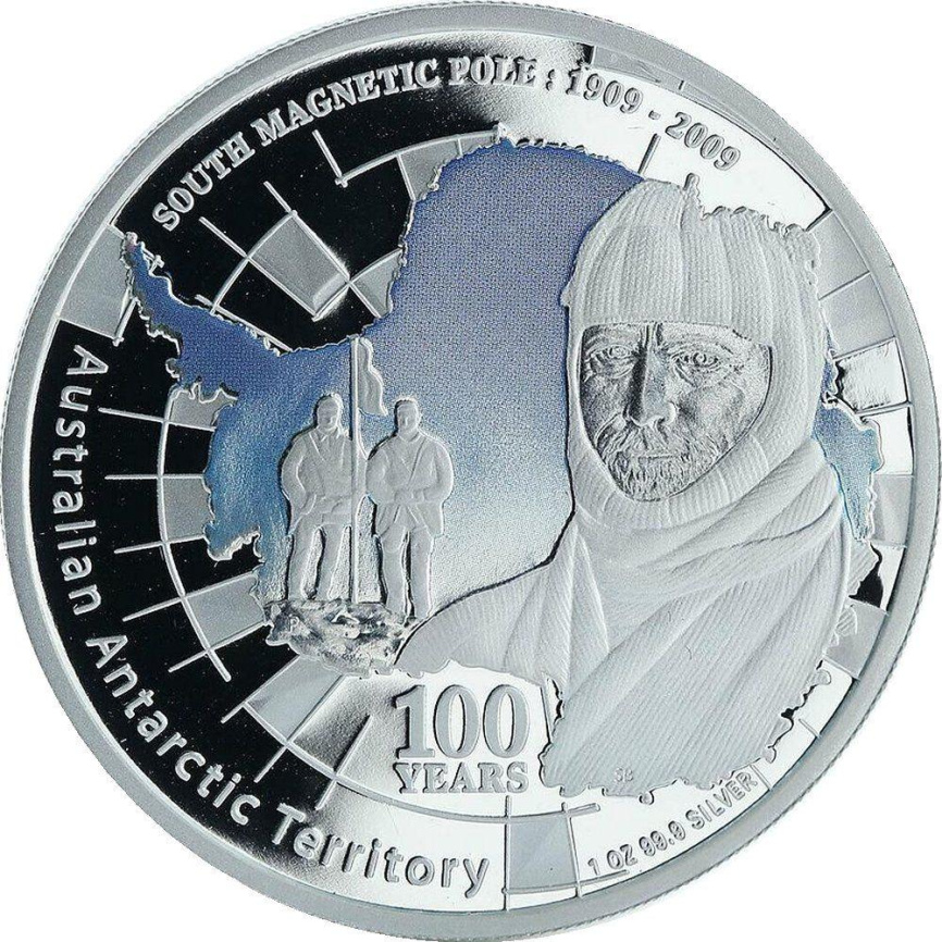 Южный магнитный полюс, 100 лет экспедиции - Австралия, 1 доллар, 2009 год фото 1