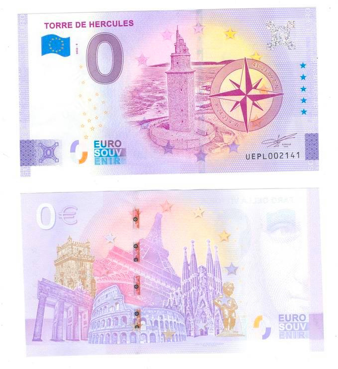 0 евро (euro) сувенирные - МАЯК TORRE DE HERCULES (Испания) фото 1