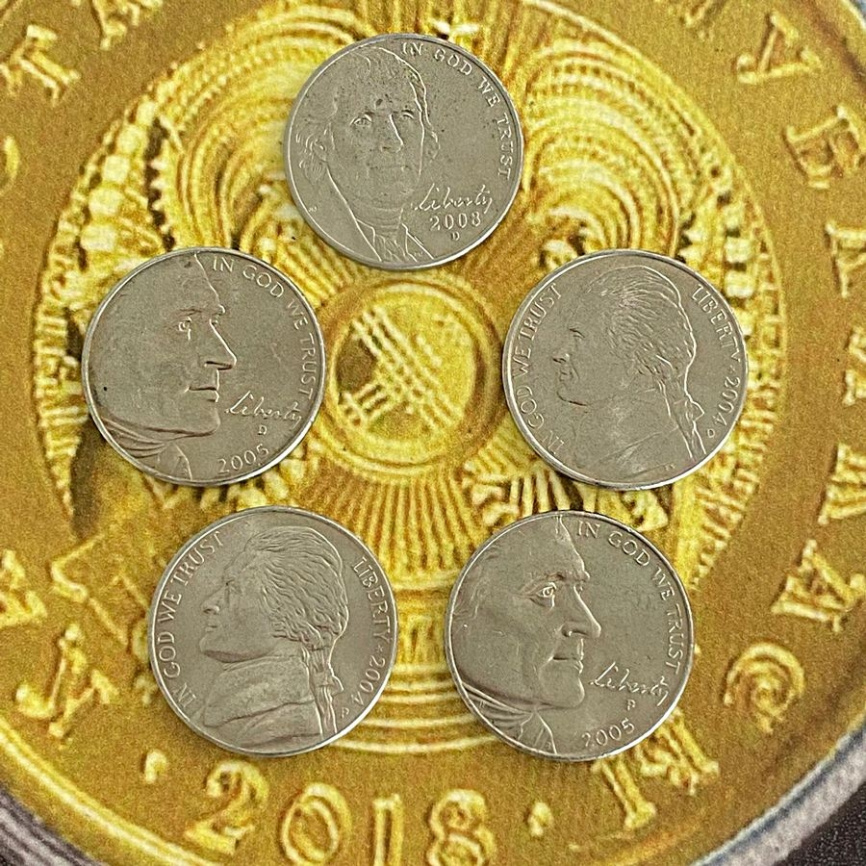Набор монет США "Путешествие на Запад" 5 центов (5шт) фото 3
