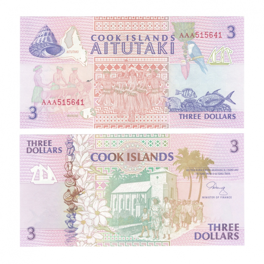Острова Кука 3 доллара 1992 год фото 1