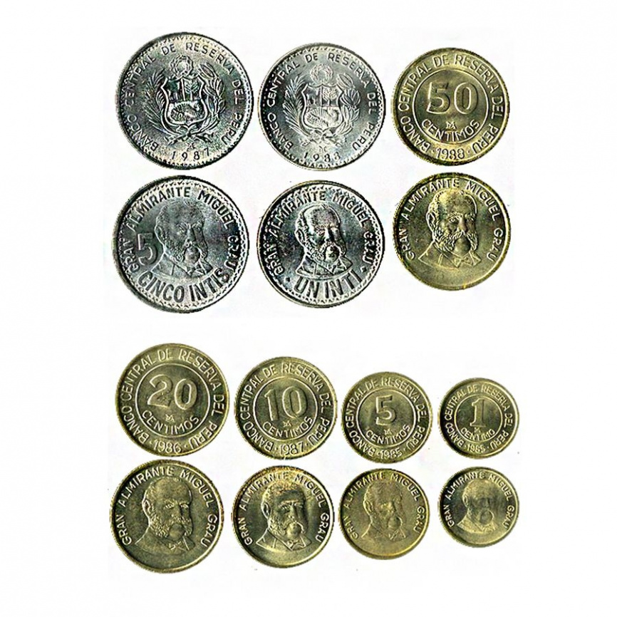 Набор Перу - циркуляционные монеты, 1985-1988 годов фото 1