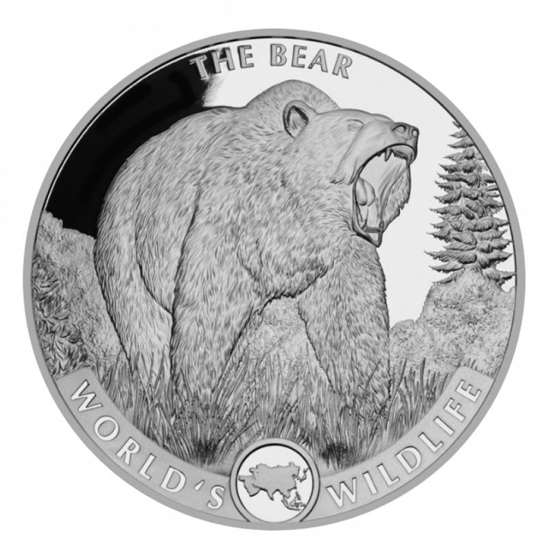 Медведь, серия "Дикая природа" - Конго, 20 франков, 2022 год фото 1