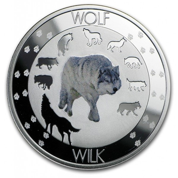 Волк (WOLF) серия "Символы природы" - о.Ниуэ, серебро, 2015 год фото 1