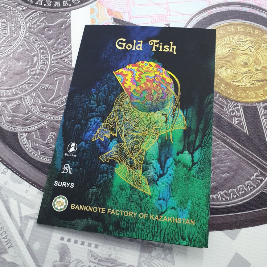 Тестовая банкнота РК "Золотая рыбка" GOLD FISH 2021 в блистере фото 7
