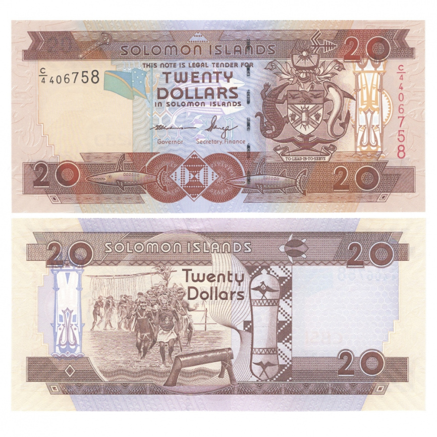 Соломоновы острова 20 долларов 2008 год фото 1