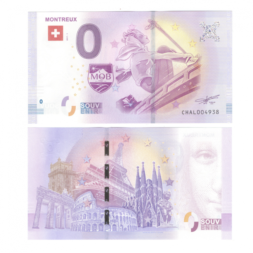 0 евро (euro) сувенирные - Монтре - Швейцария, 2017 год фото 1
