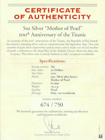 Титаник, 50 долларов, о.Фиджи, 2012 год фото 9