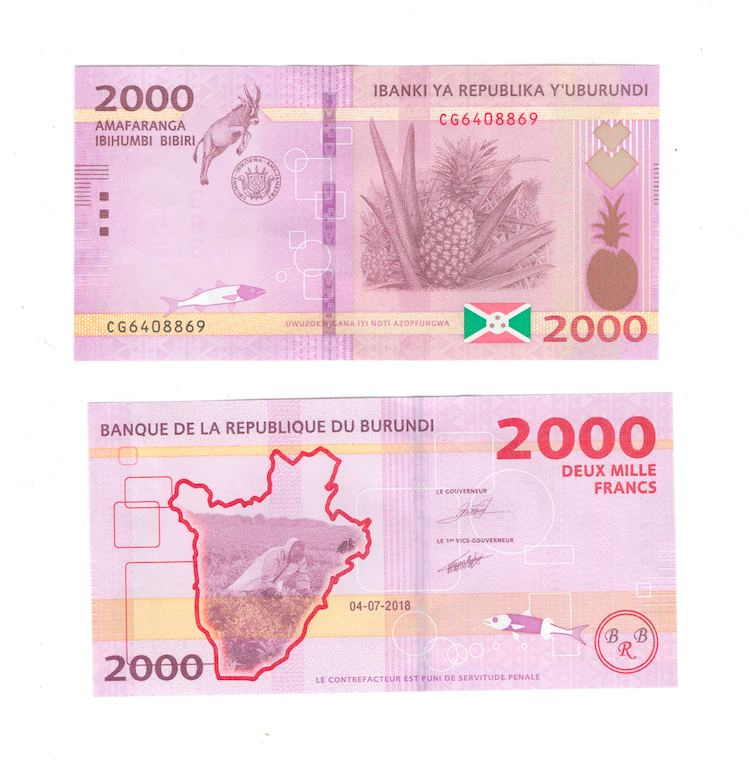 Бурунди 2000 франков 2015-2018 гг фото 1