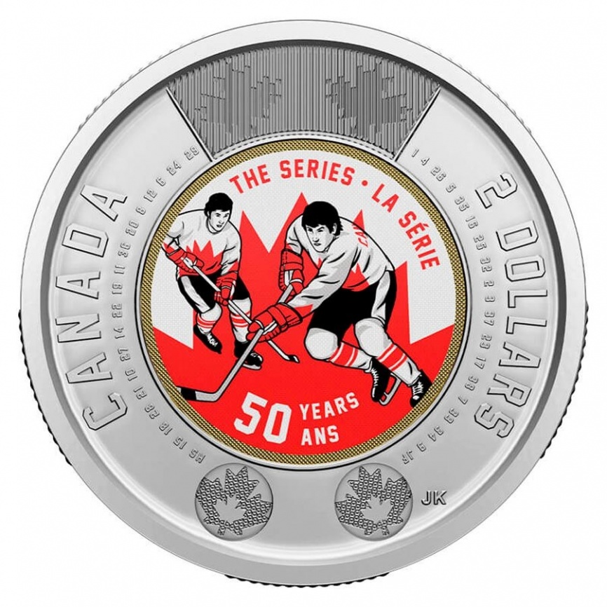 50 лет Суперсерии, хоккей (цветная) - Канада, 2 доллара, 2022 год фото 1