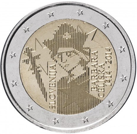 Барбара Цилли (Barbara Celjka) - 2 евро, Словения, 2014 год  фото 1