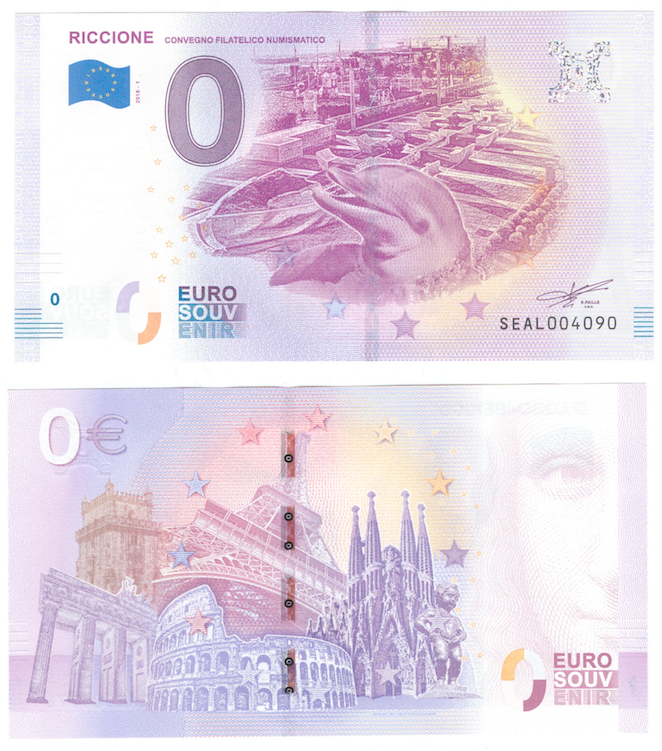 0 евро (euro) сувенирные - Риччоне, 2018 год фото 1