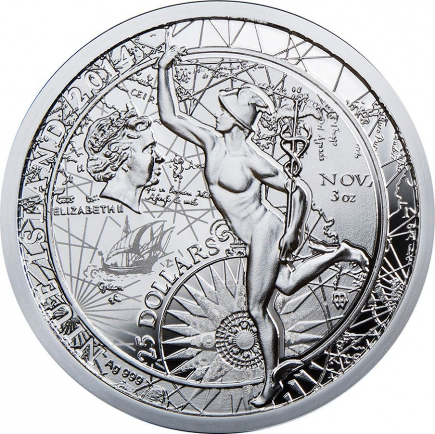 "Фортуна Редакс Меркурий" монета-цилиндр - о.Ниуэ, 6oz, 2014 год фото 2