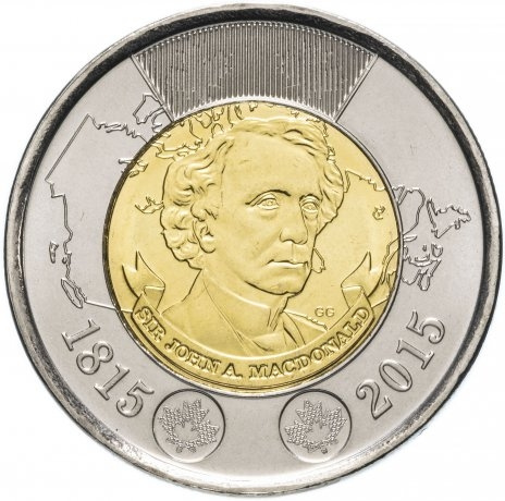 200 лет со дня рождения Джона Макдональда - 2 доллара 2015 год, Канада фото 1