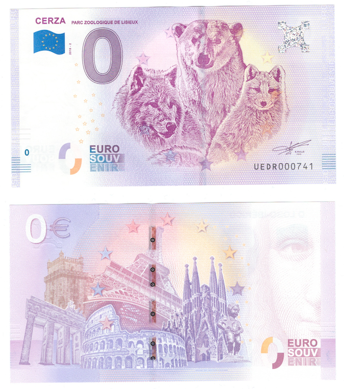 0 евро (euro) сувенирные - Зоологический парк CERZA, 2018 год фото 1