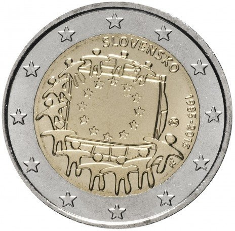 30 лет еврофлагу - 2 евро, Словакия, 2015 год фото 1