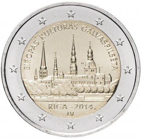 Рига - 2 евро, Латвия, 2014 год фото 1