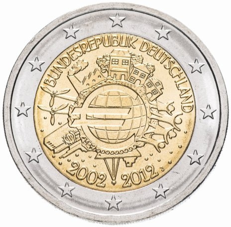 10 лет евро - 2 евро, Германия, 2012 год фото 1