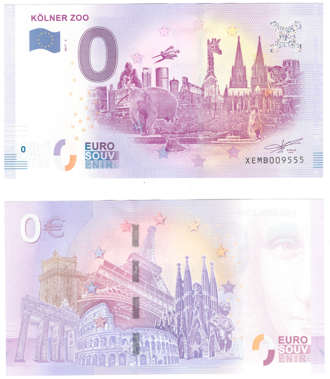 0 евро (euro) сувенирные - Зоопарк Кёльнер, 2017 год фото 1