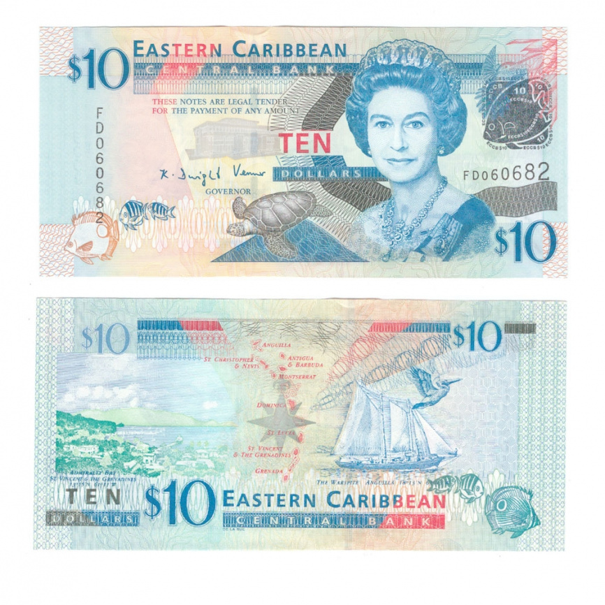 Восточные Карибы 10 долларов 2008 год фото 1