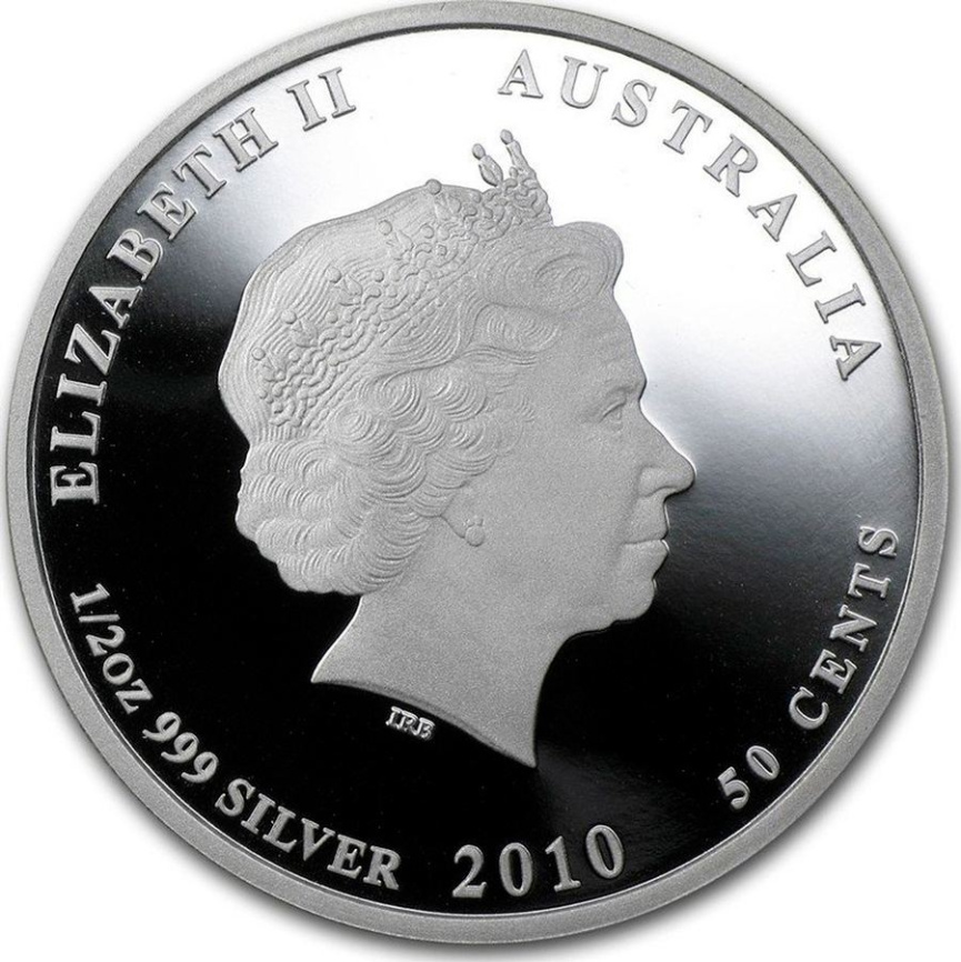 Морской конек "Риф. Морская жизнь Австралии" - 50 центов, 2010 год, серебро фото 2