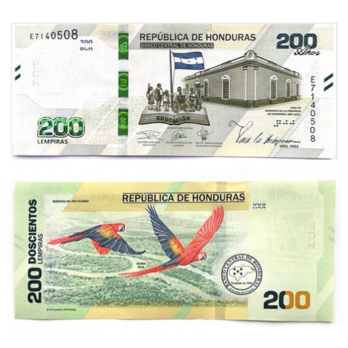 Гондурас 200 лемпира 2021 год (юбилейная) фото 1